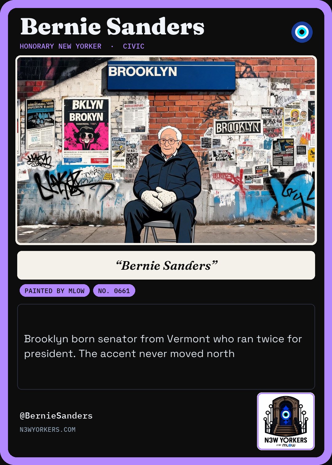 The Honorary card for Bernie Sanders, painted by MLow