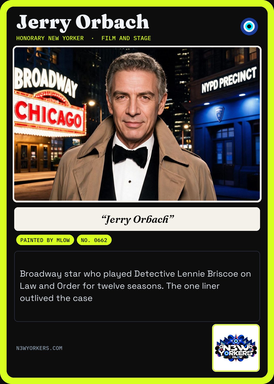 The Honorary card for Jerry Orbach, painted by MLow