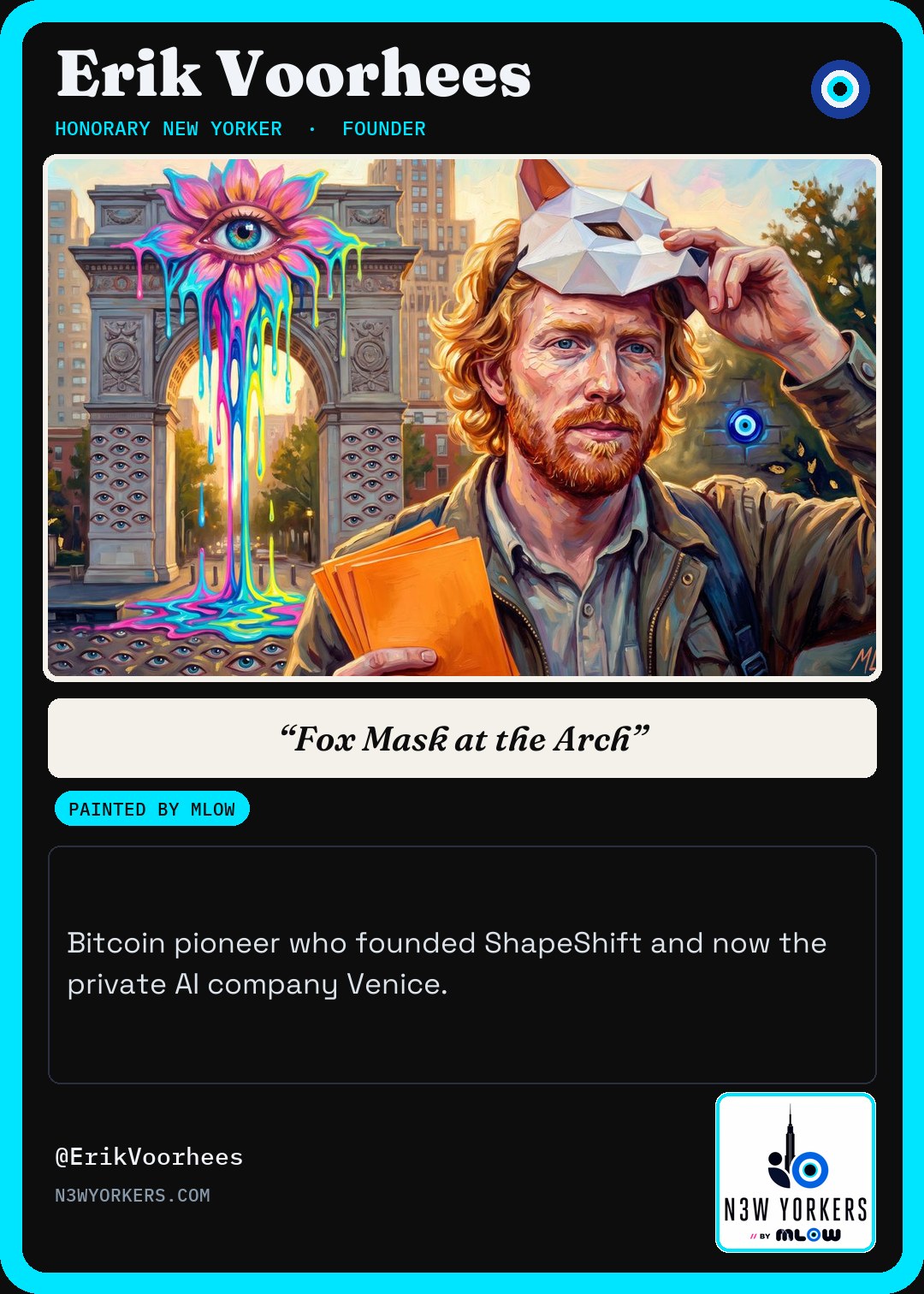 The Honorary card for Erik Voorhees, painted by MLow