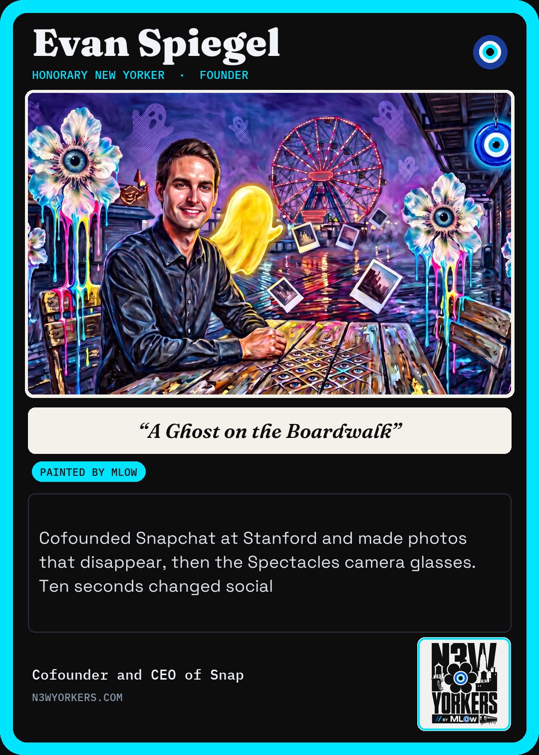 The Honorary card for Evan Spiegel, painted by MLow