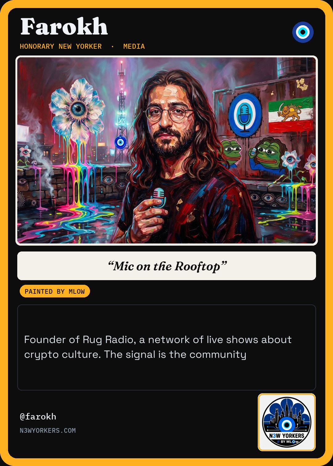The Honorary card for Farokh, painted by MLow