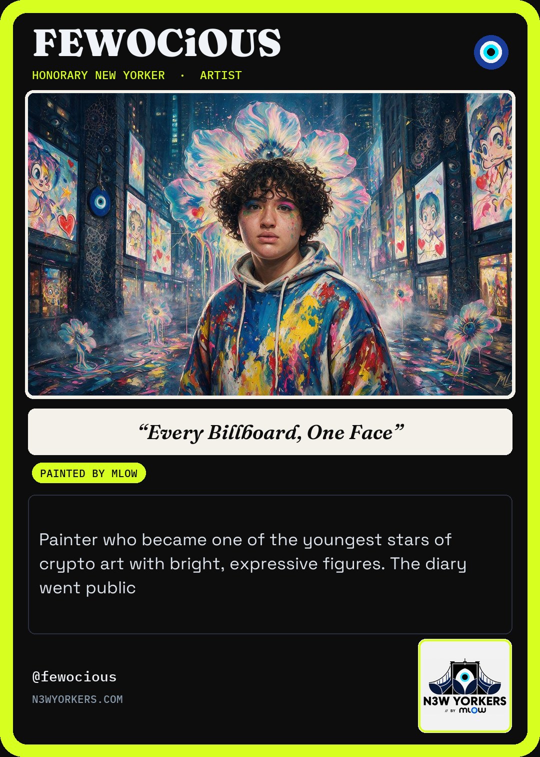 The Honorary card for FEWOCiOUS, painted by MLow