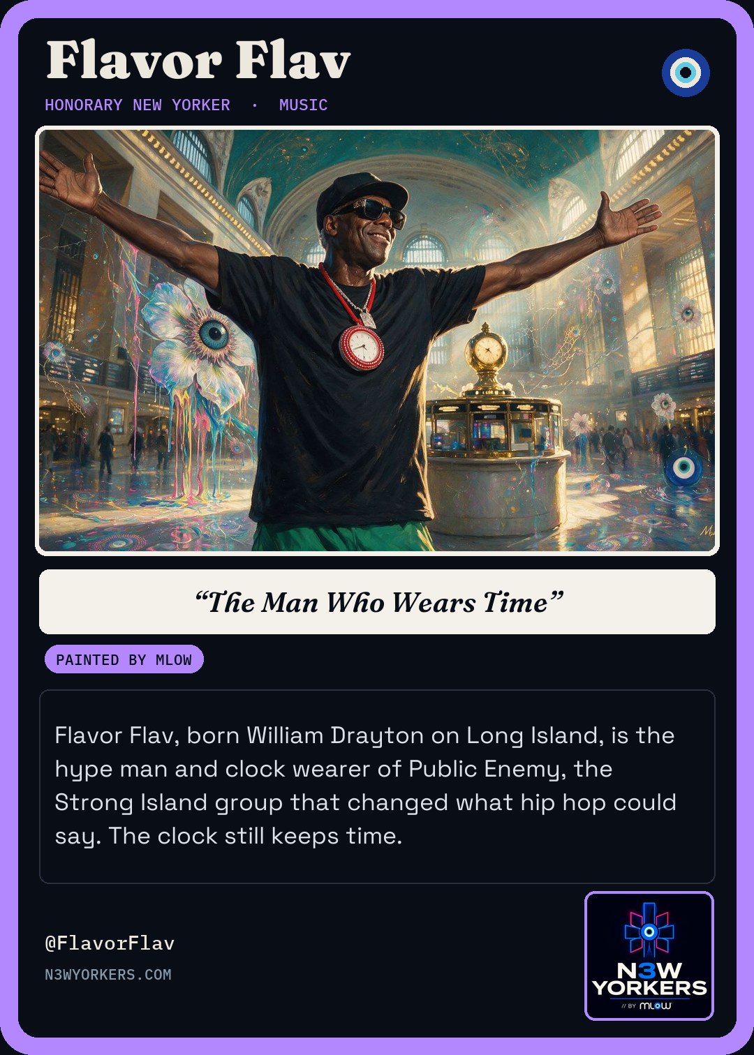 The Honorary card for Flavor Flav, painted by MLow