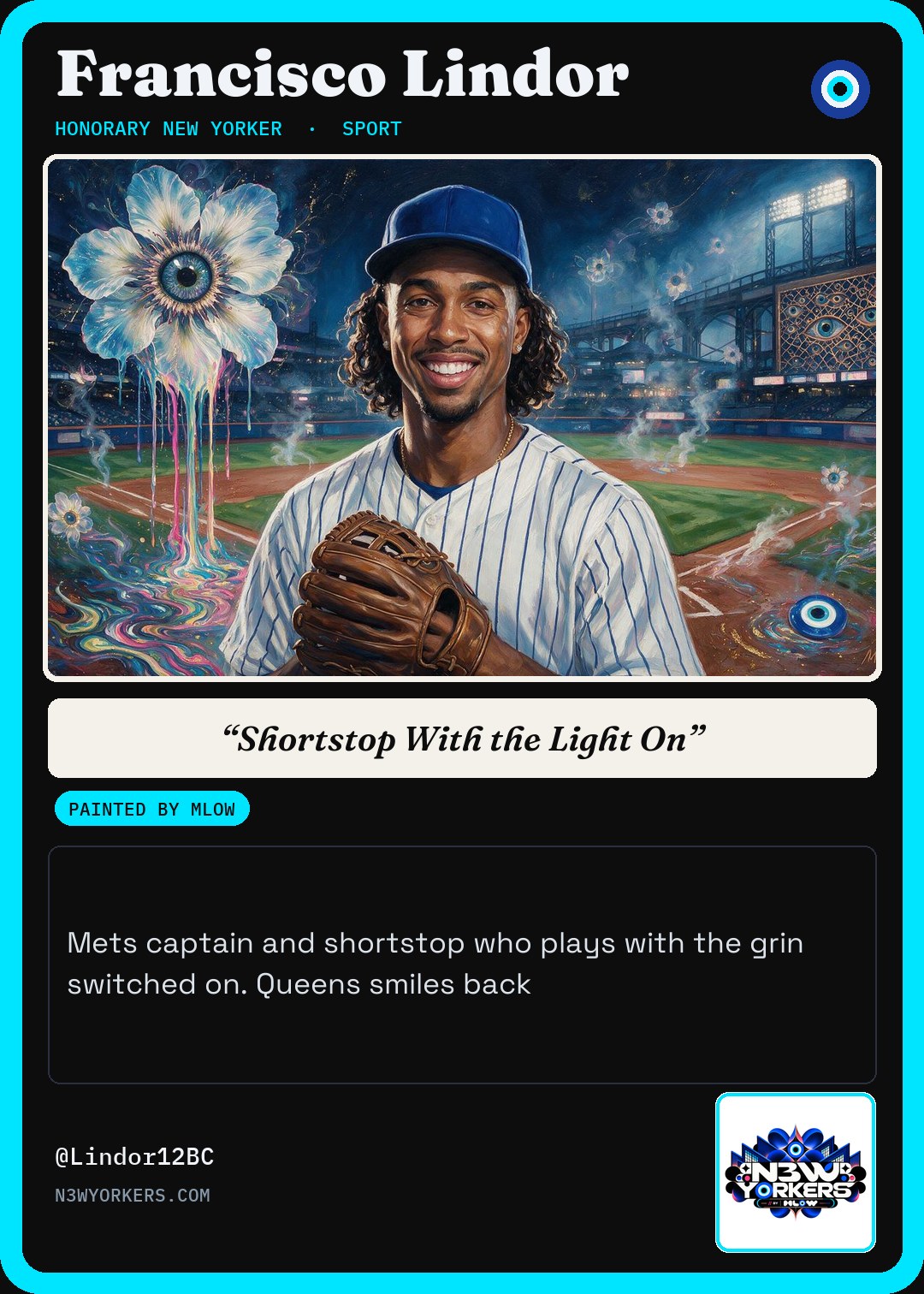 The Honorary card for Francisco Lindor, painted by MLow