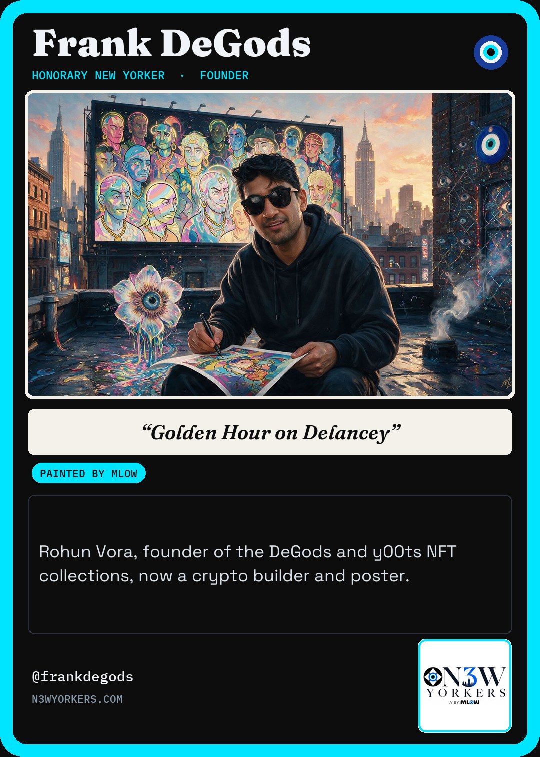 The Honorary card for Frank DeGods, painted by MLow