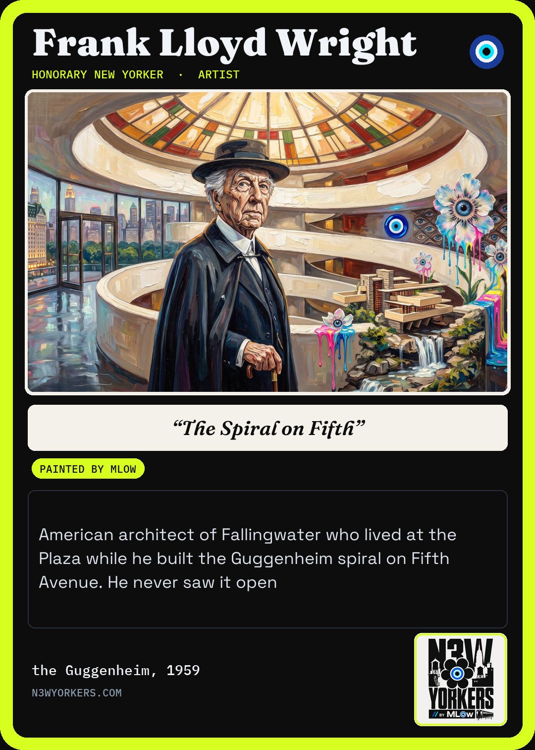 The Honorary card for Frank Lloyd Wright, painted by MLow
