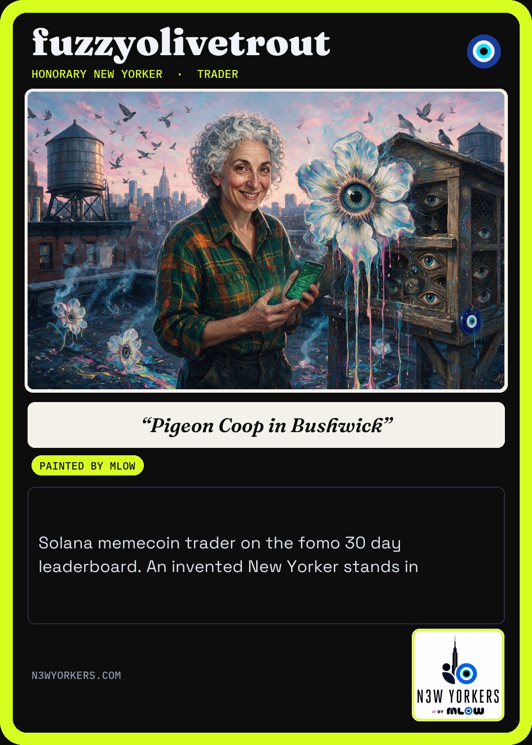 The Honorary card for fuzzyolivetrout, painted by MLow