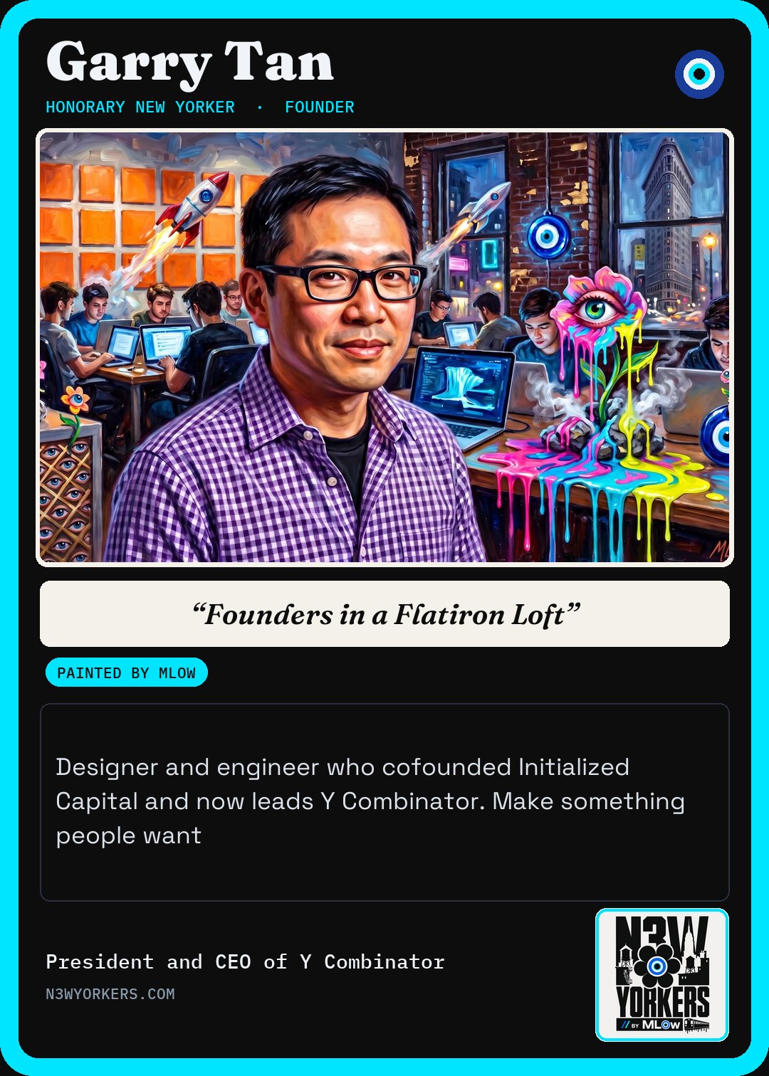 The Honorary card for Garry Tan, painted by MLow