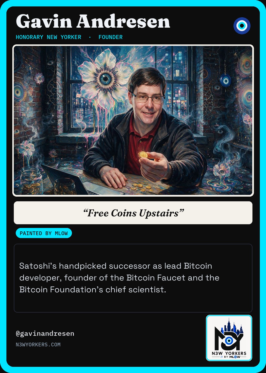 The Honorary card for Gavin Andresen, painted by MLow