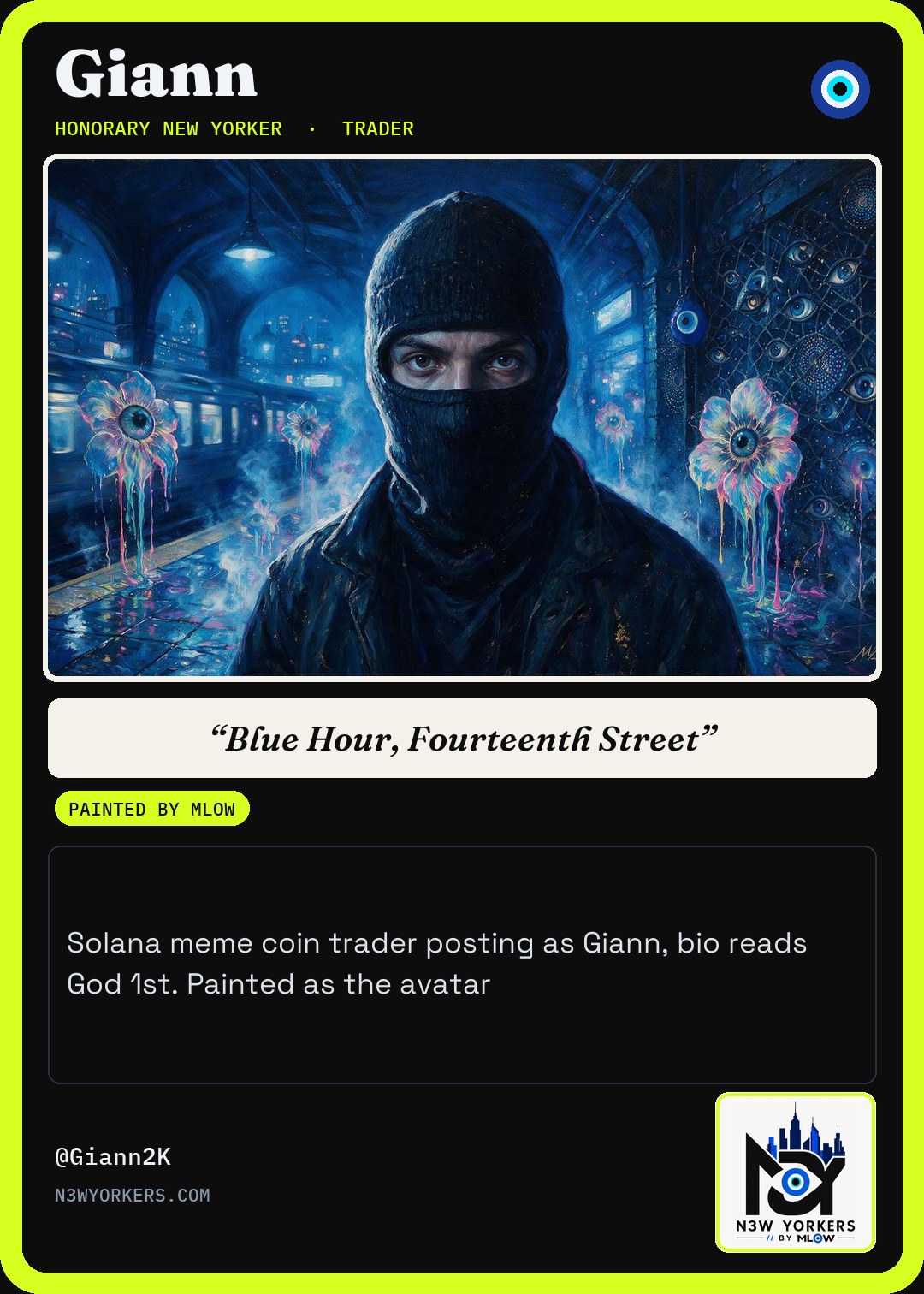The Honorary card for Giann, painted by MLow