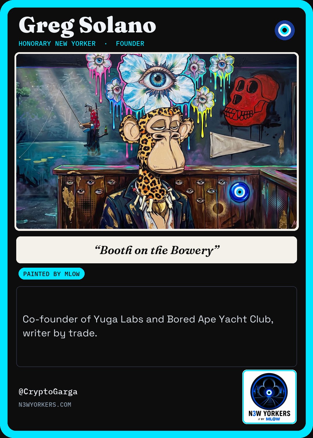 The Honorary card for Greg Solano, painted by MLow
