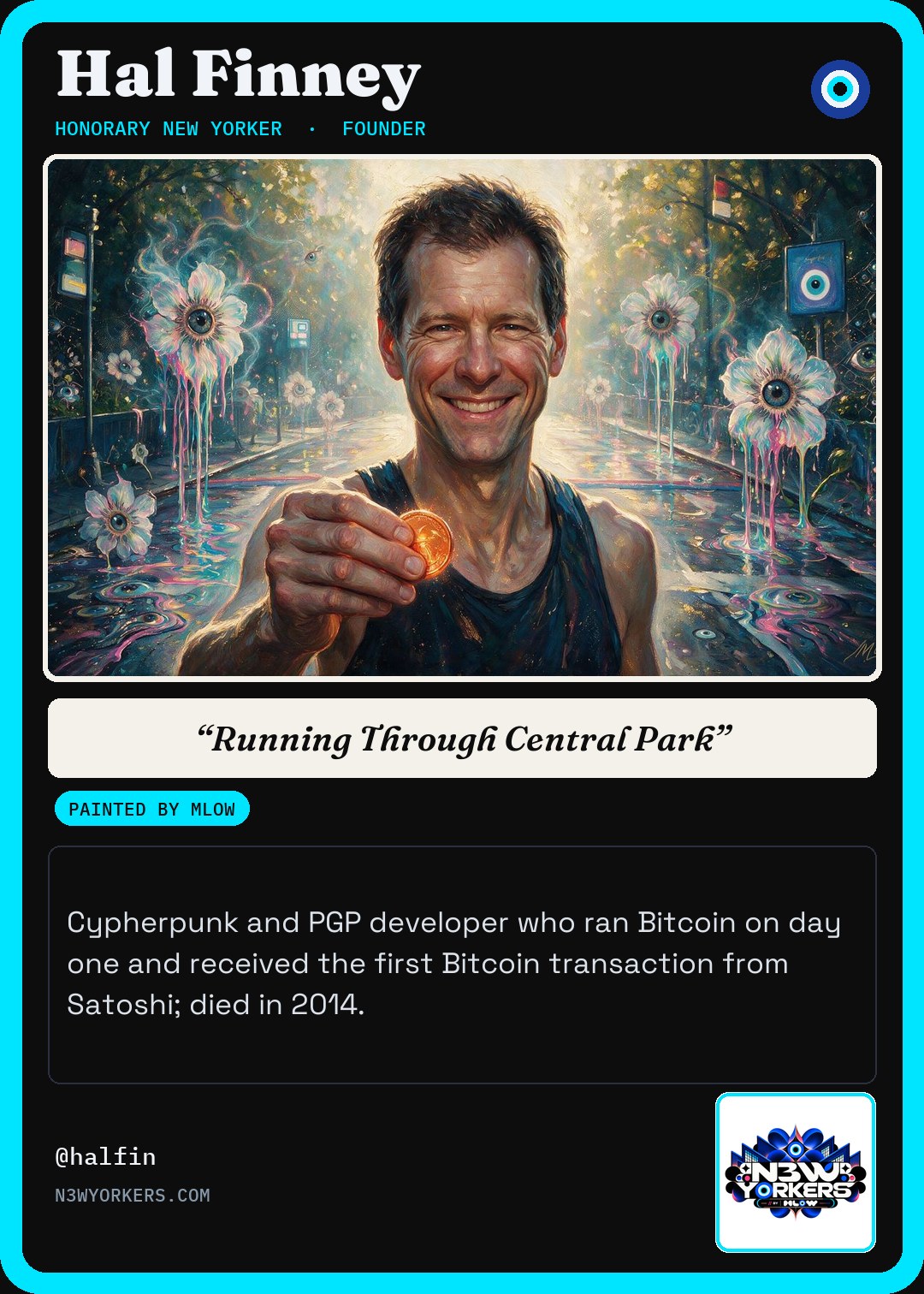 The Honorary card for Hal Finney, painted by MLow