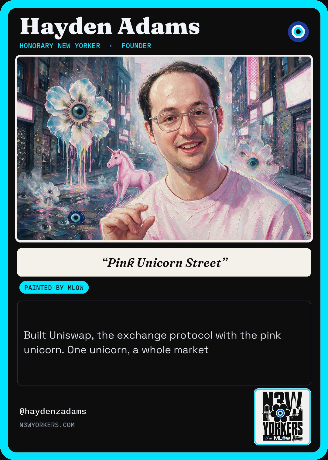 The Honorary card for Hayden Adams, painted by MLow