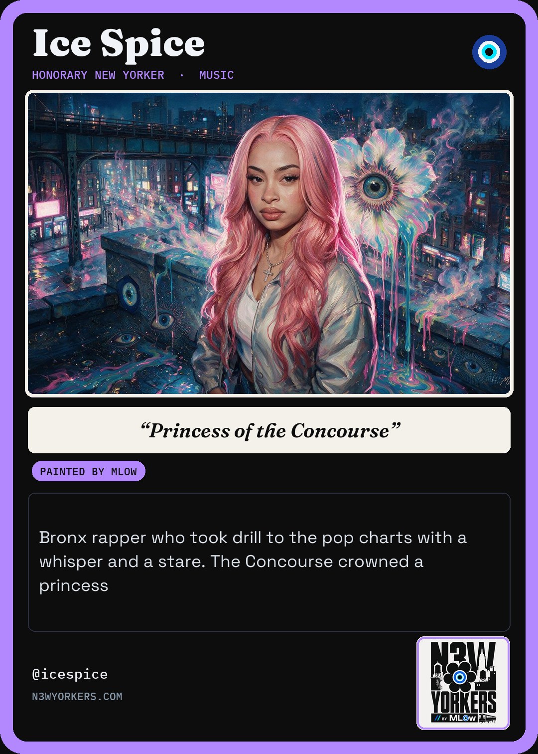 The Honorary card for Ice Spice, painted by MLow