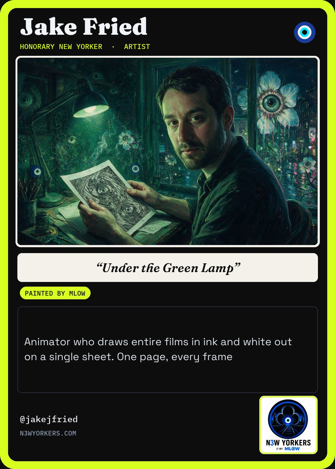 The Honorary card for Jake Fried, painted by MLow