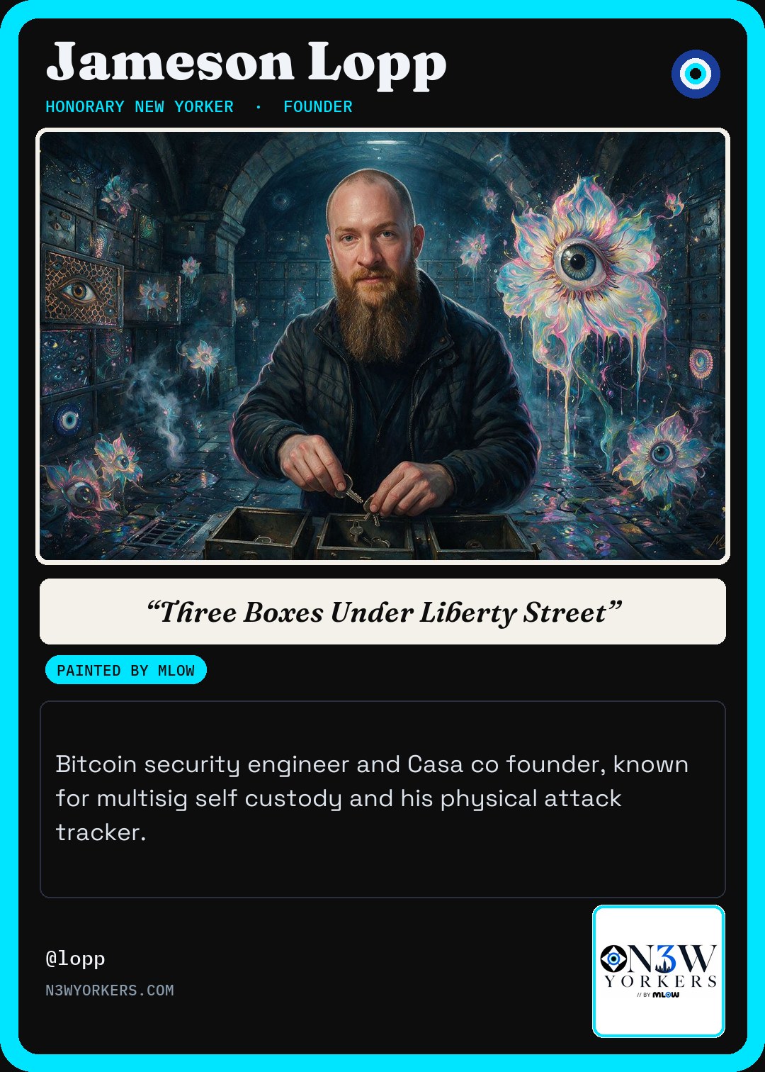 The Honorary card for Jameson Lopp, painted by MLow