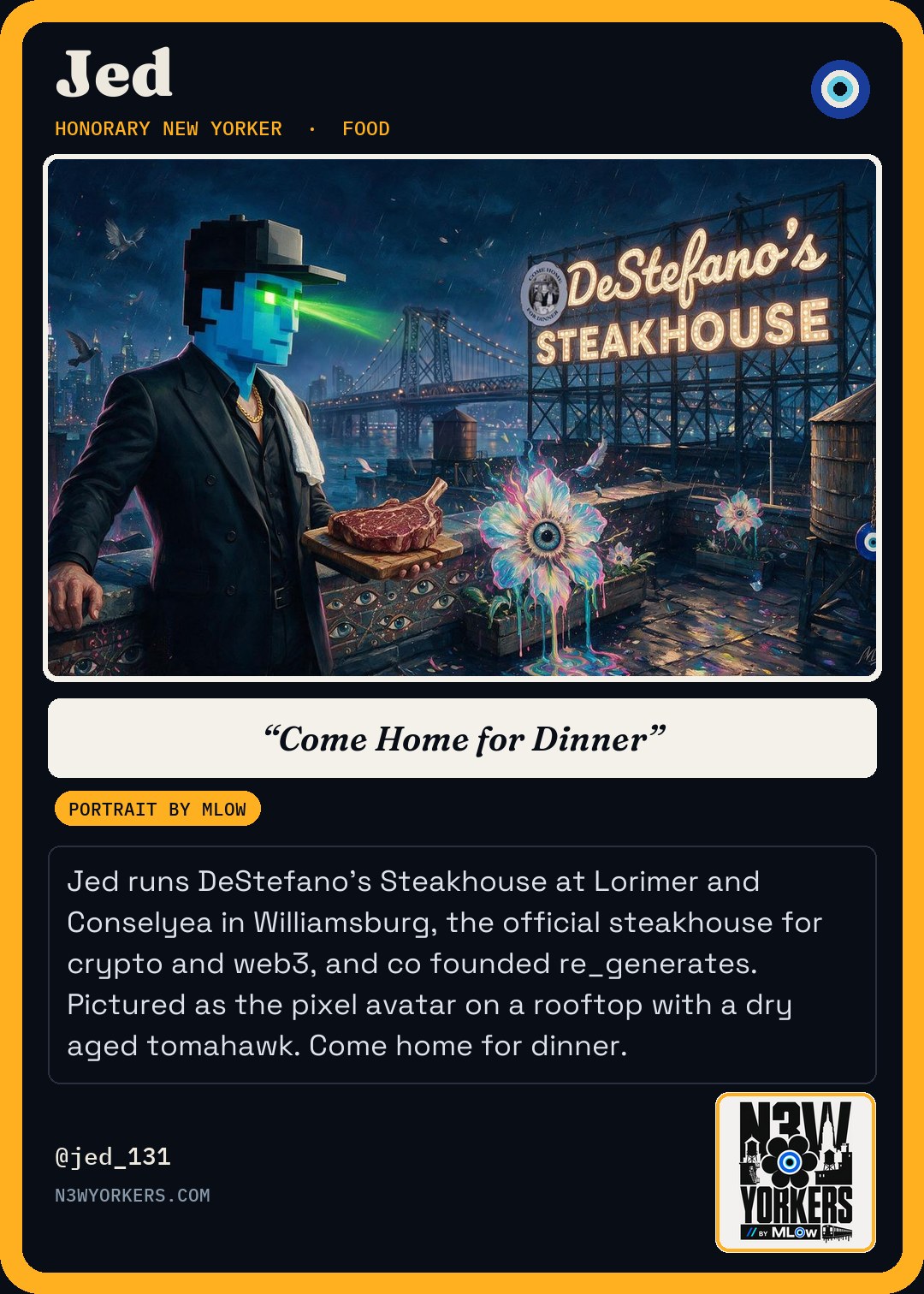 The Honorary card for Jed, portrait by MLow