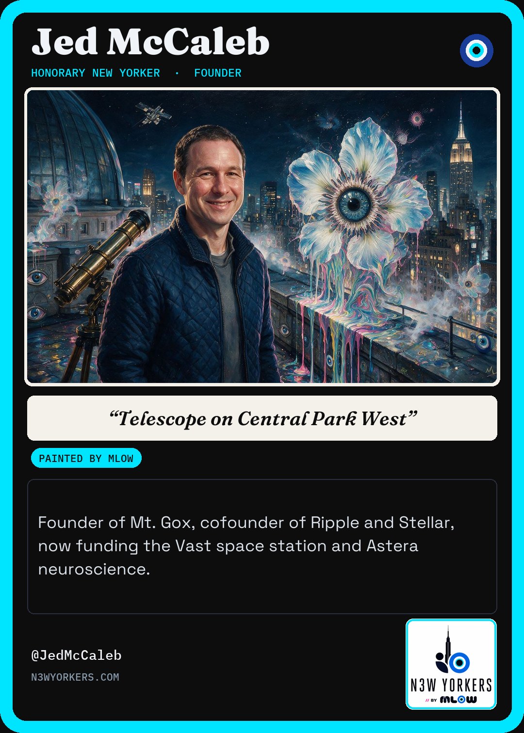 The Honorary card for Jed McCaleb, painted by MLow