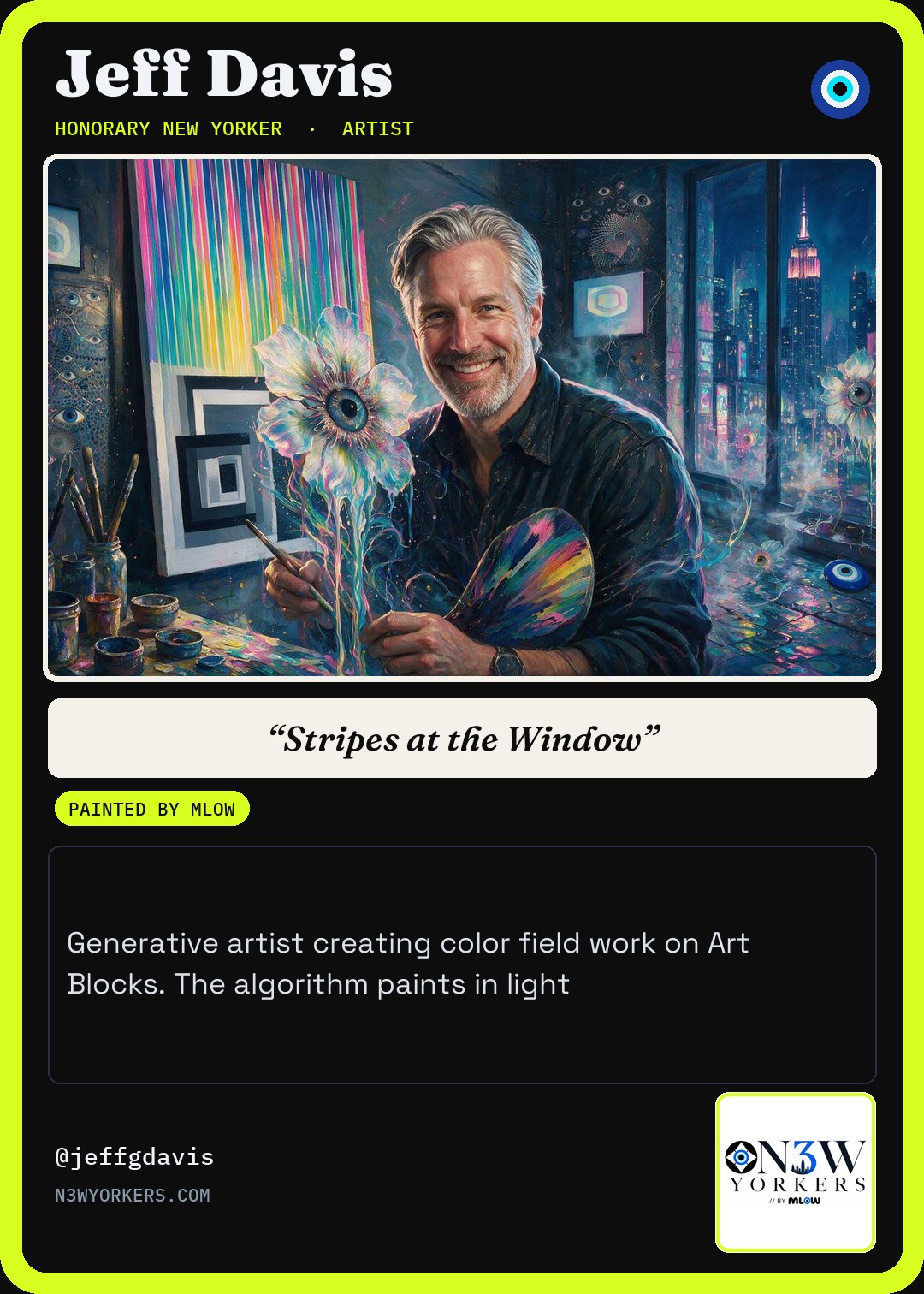 The Honorary card for Jeff Davis, painted by MLow