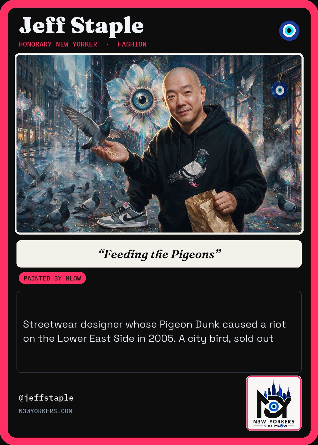 The Honorary card for Jeff Staple, painted by MLow