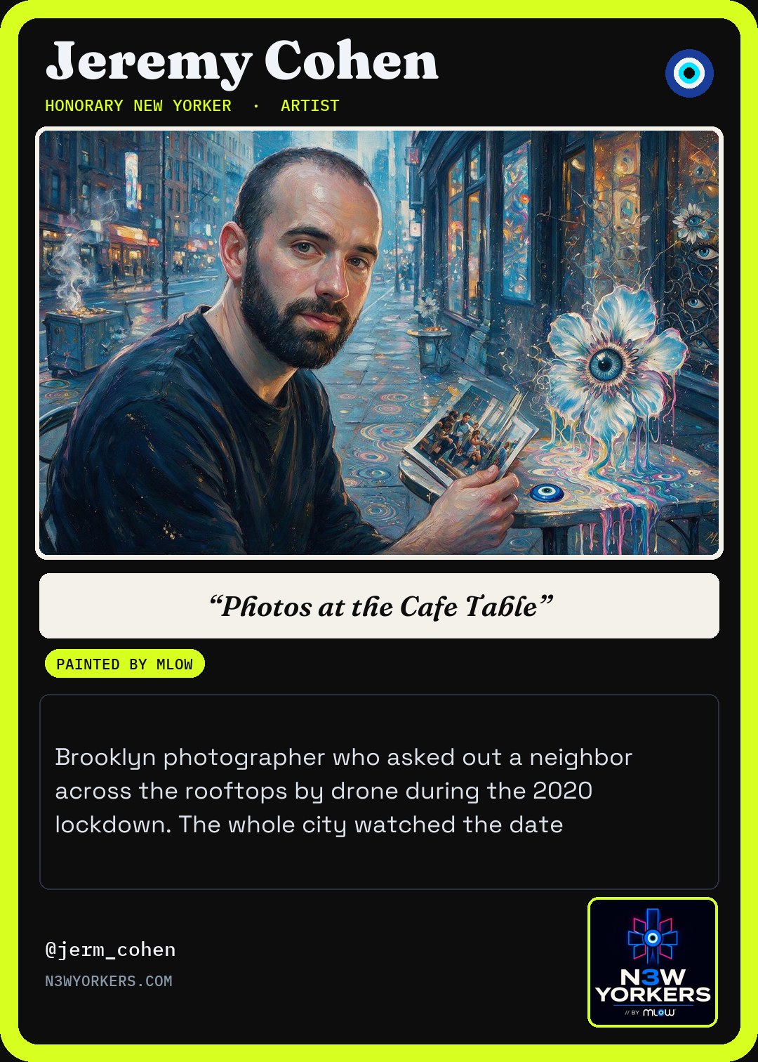 The Honorary card for Jeremy Cohen, painted by MLow