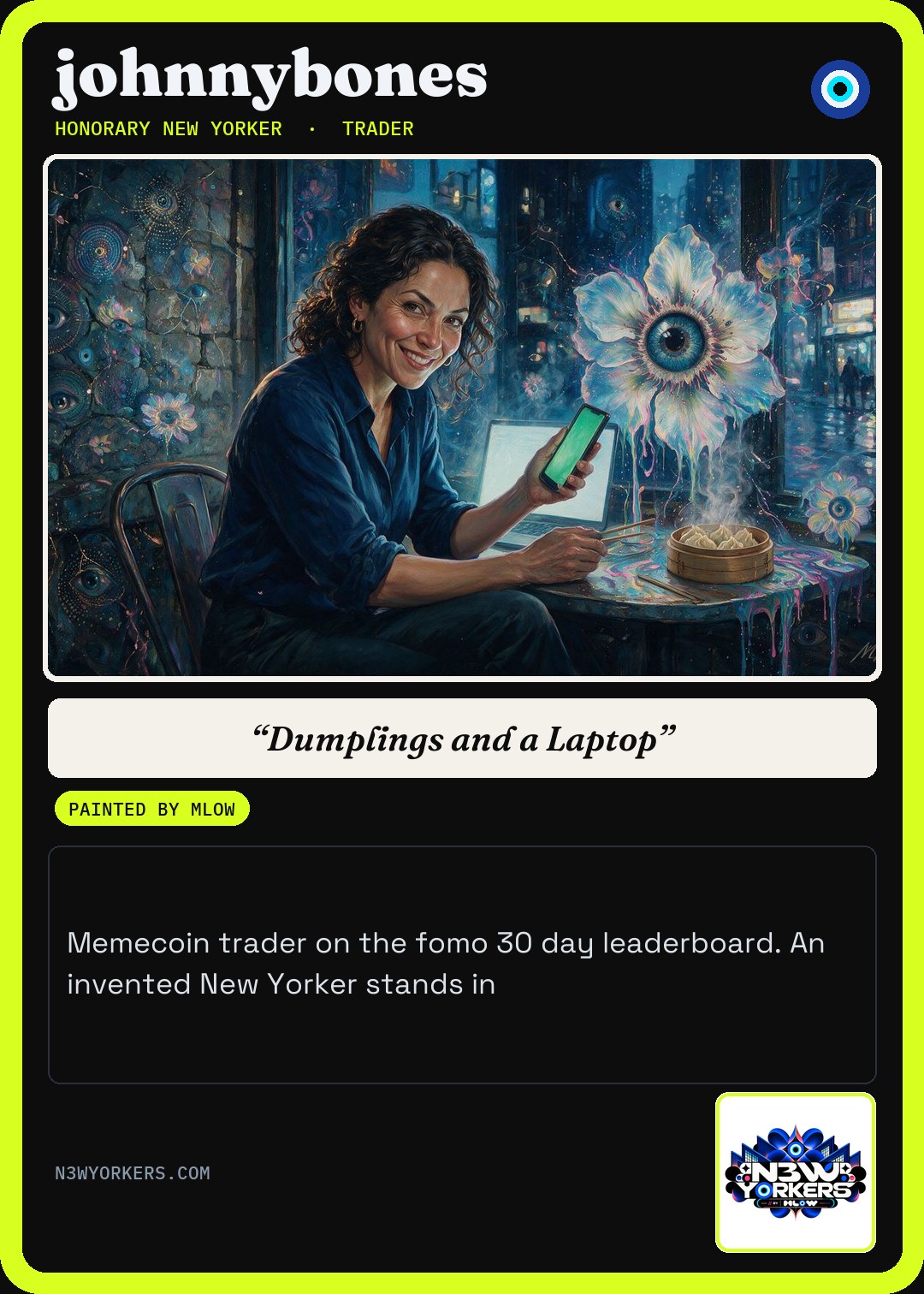 The Honorary card for johnnybones, painted by MLow