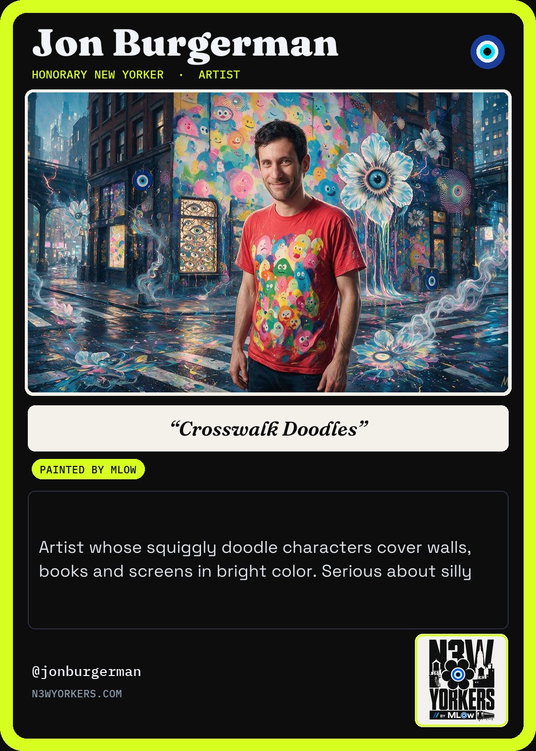 The Honorary card for Jon Burgerman, painted by MLow