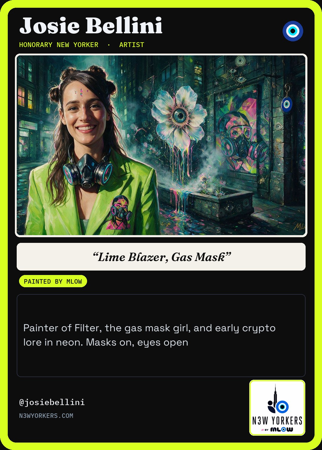 The Honorary card for Josie Bellini, painted by MLow