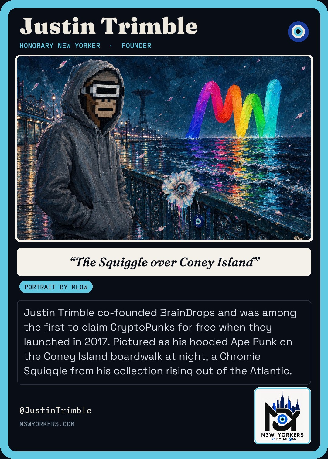 The Honorary card for Justin Trimble, portrait by MLow