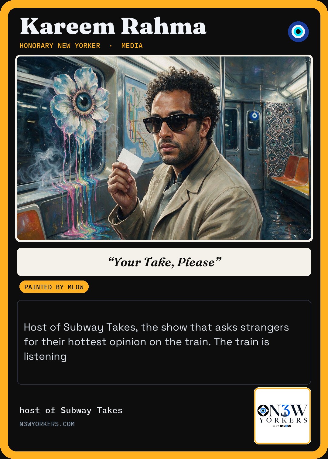 The Honorary card for Kareem Rahma, painted by MLow