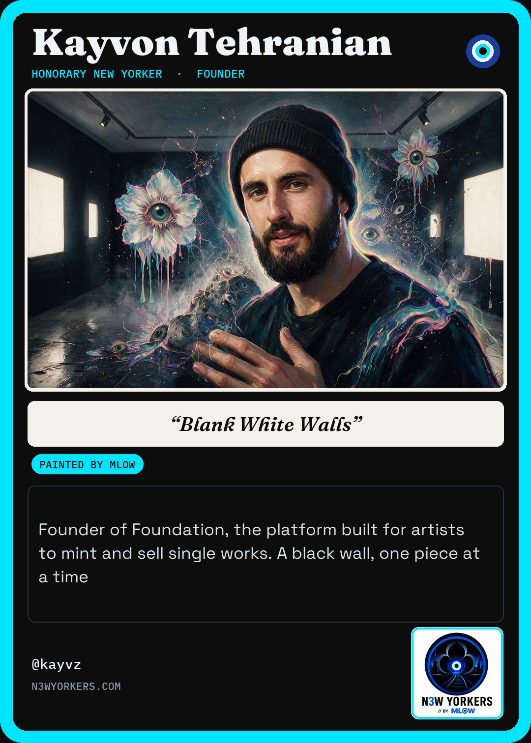 The Honorary card for Kayvon Tehranian, painted by MLow