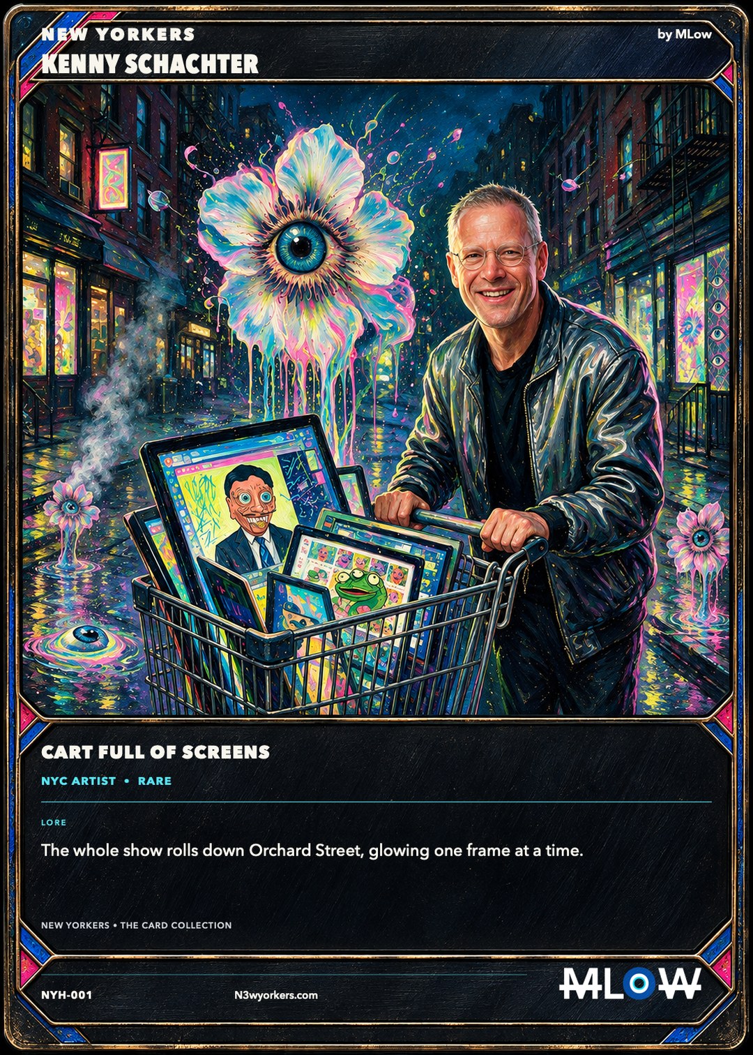 The Honorary card for Kenny Schachter, painted by MLow