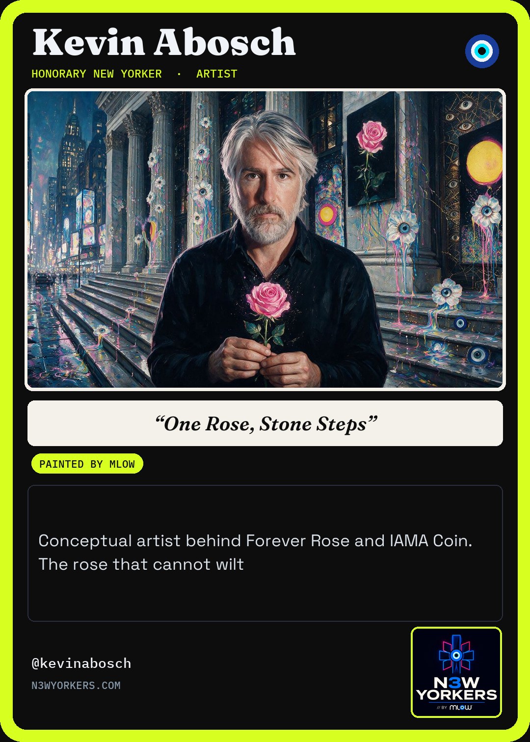 The Honorary card for Kevin Abosch, painted by MLow