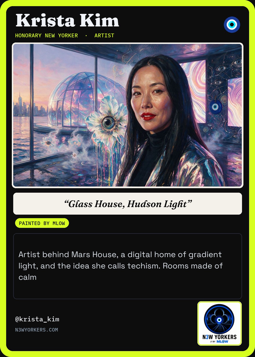 The Honorary card for Krista Kim, painted by MLow