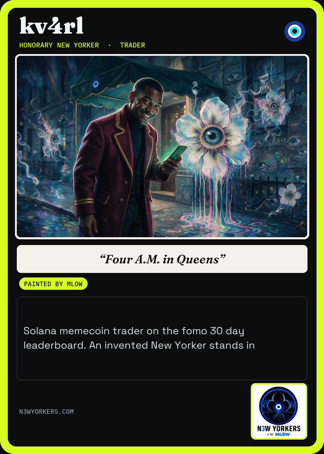 The Honorary card for kv4rl, painted by MLow
