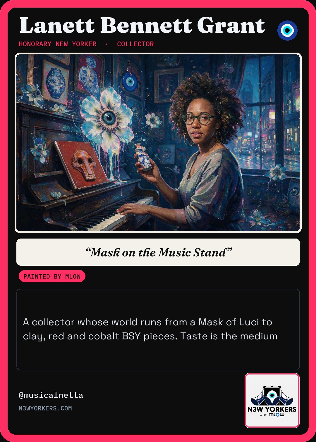 The Honorary card for Lanett Bennett Grant, painted by MLow