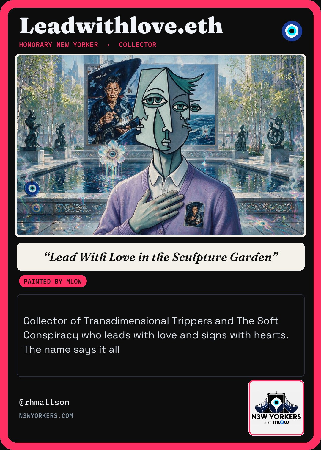 The Honorary card for Leadwithlove.eth, painted by MLow