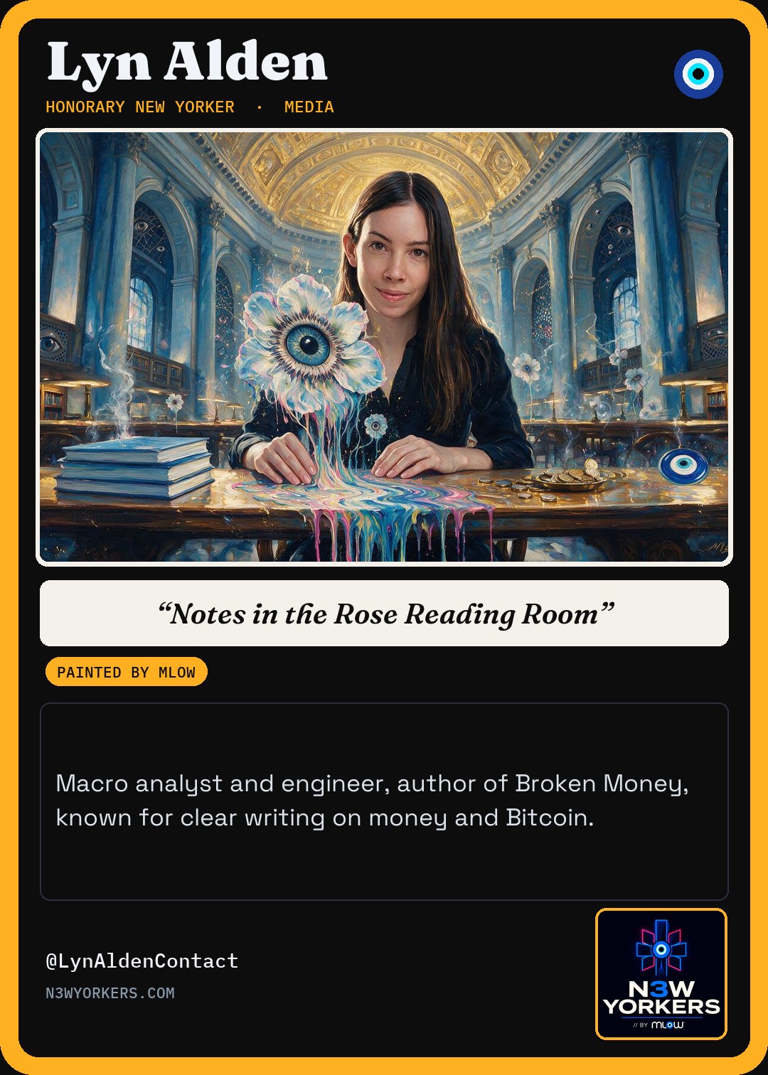 The Honorary card for Lyn Alden, painted by MLow