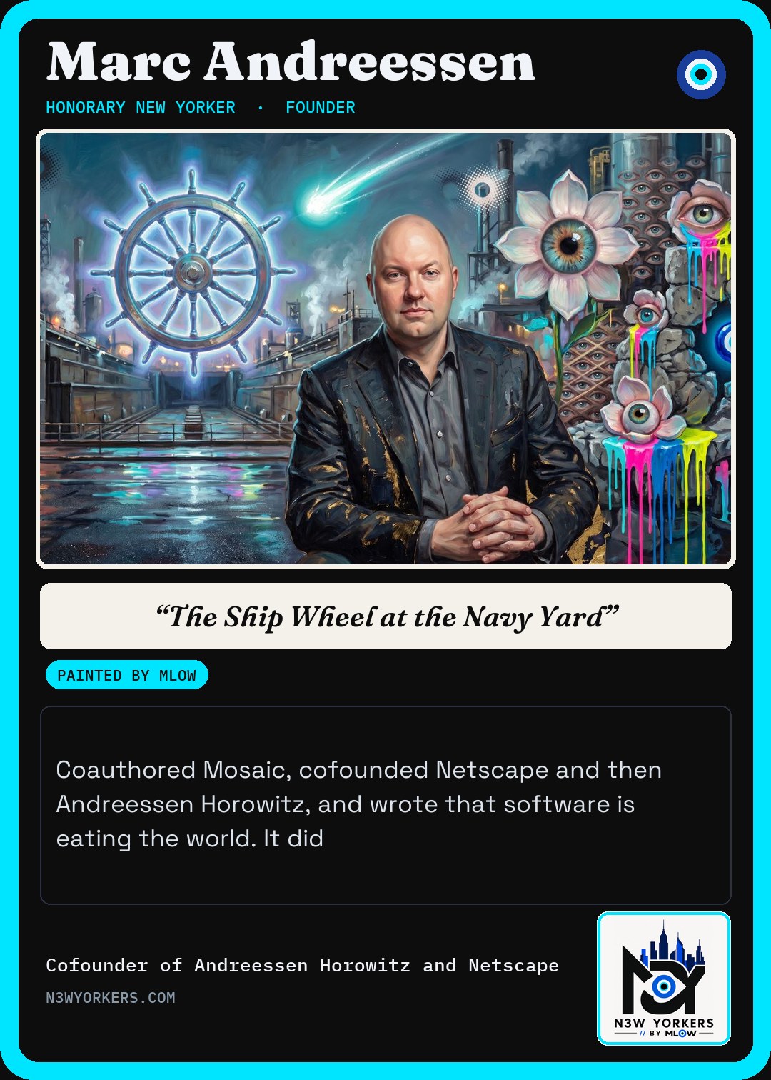 The Honorary card for Marc Andreessen, painted by MLow