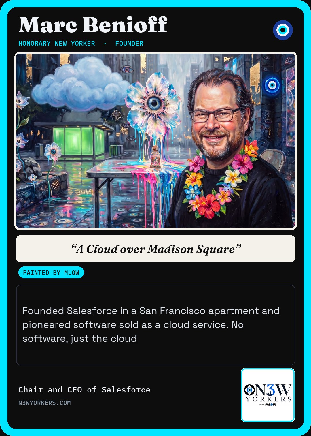 The Honorary card for Marc Benioff, painted by MLow