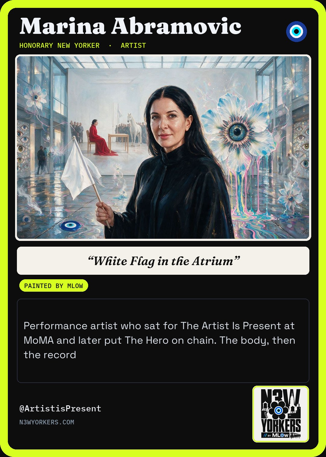 The Honorary card for Marina Abramovic, painted by MLow