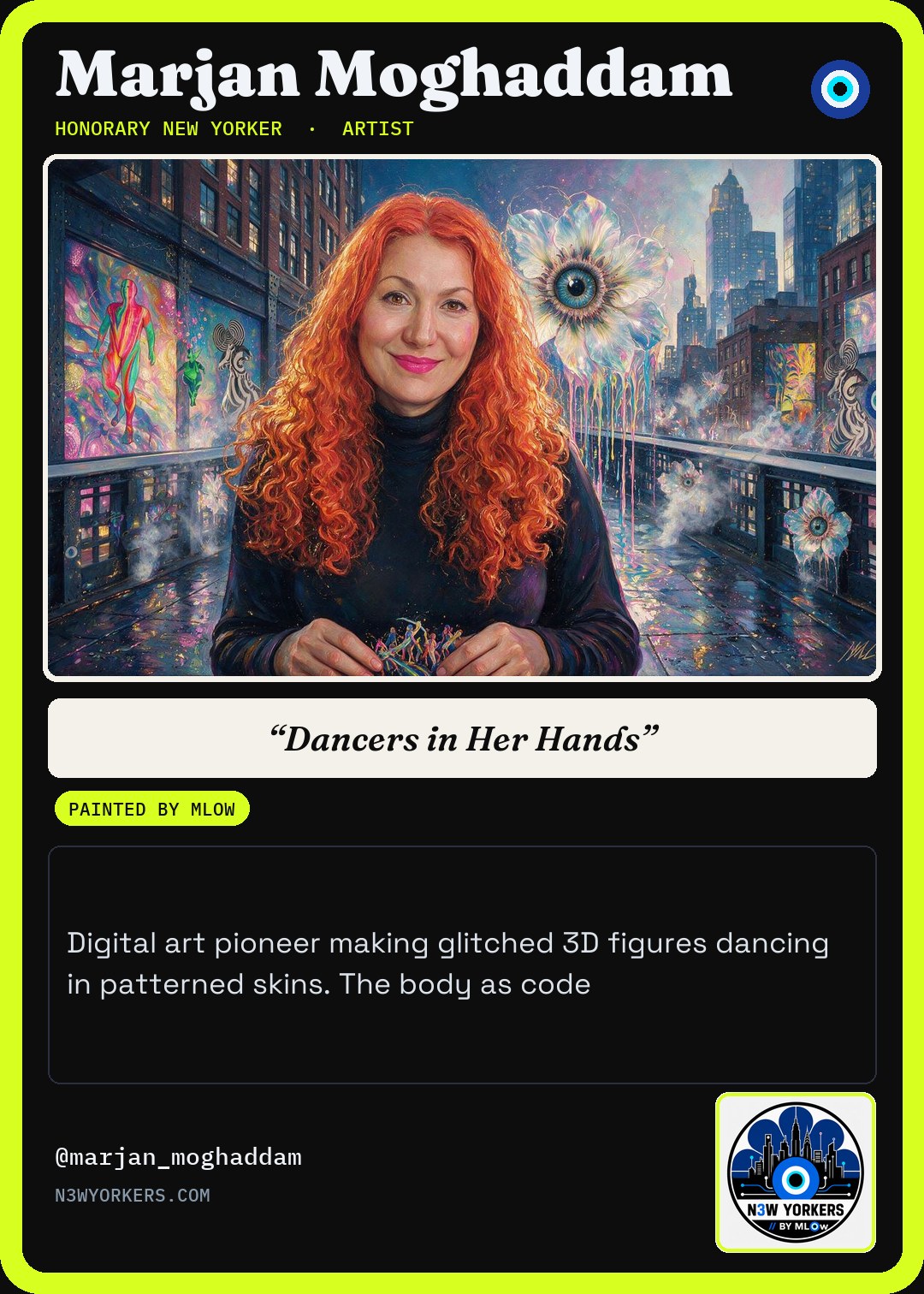The Honorary card for Marjan Moghaddam, painted by MLow