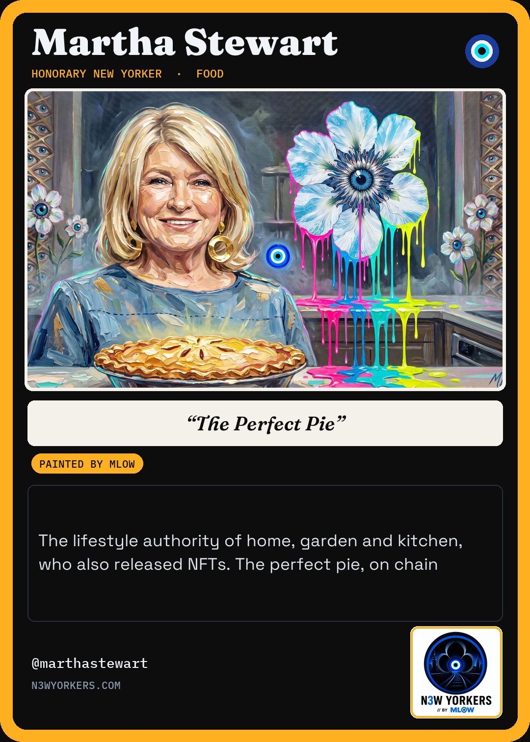 The Honorary card for Martha Stewart, painted by MLow