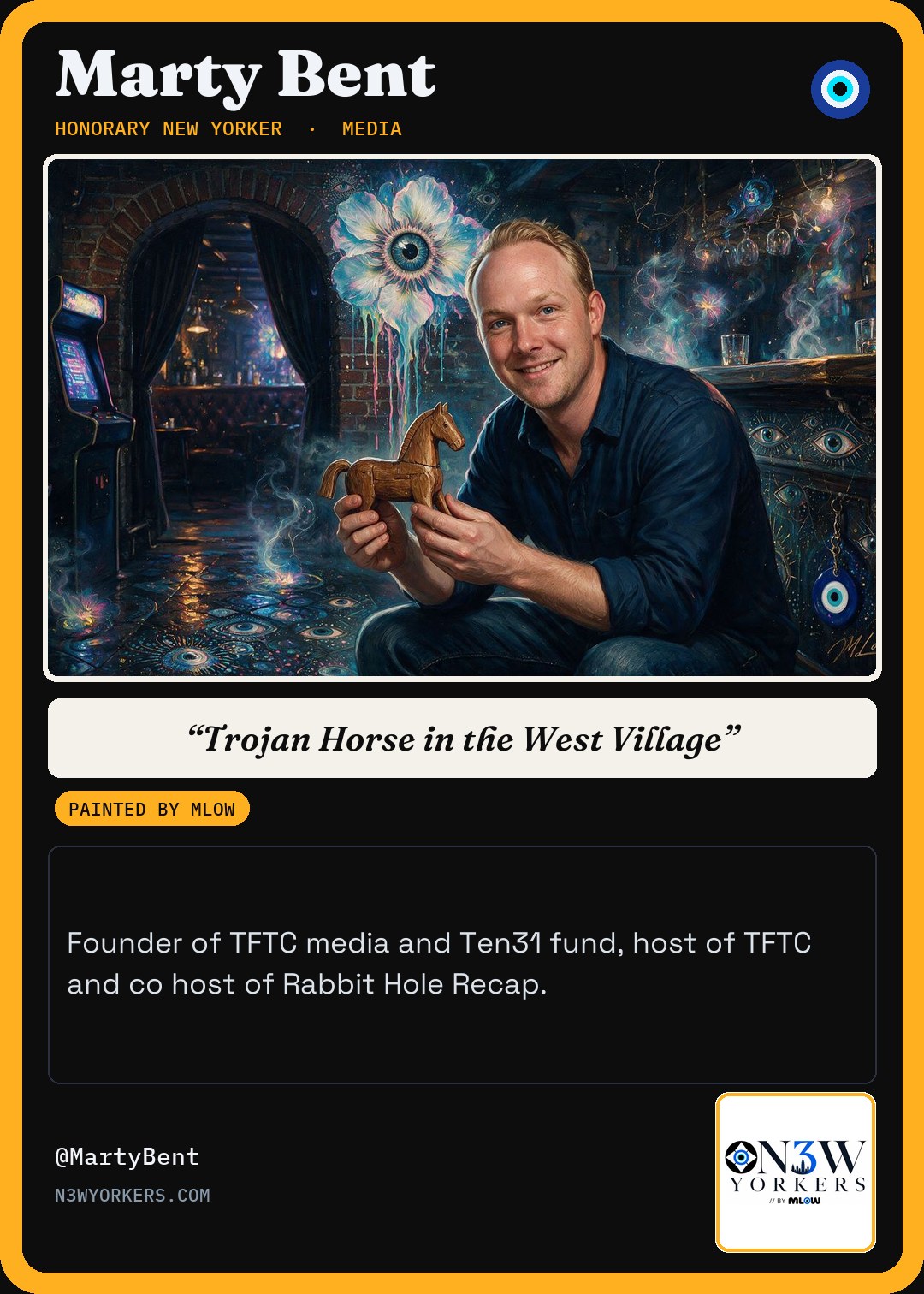 The Honorary card for Marty Bent, painted by MLow