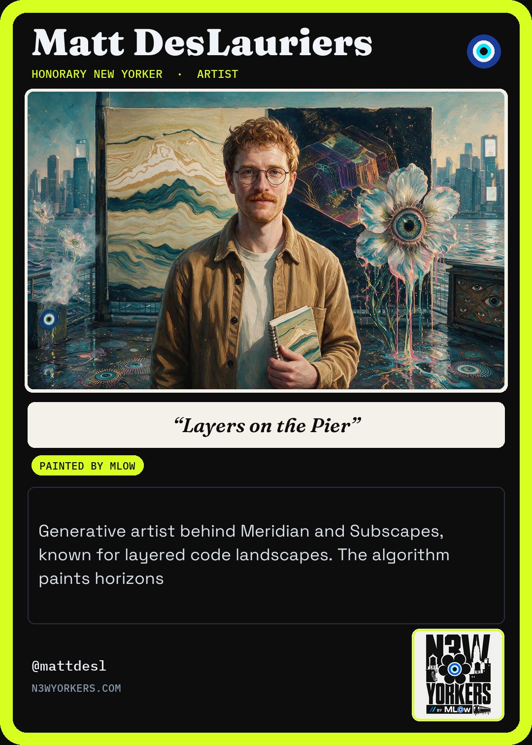 The Honorary card for Matt DesLauriers, painted by MLow