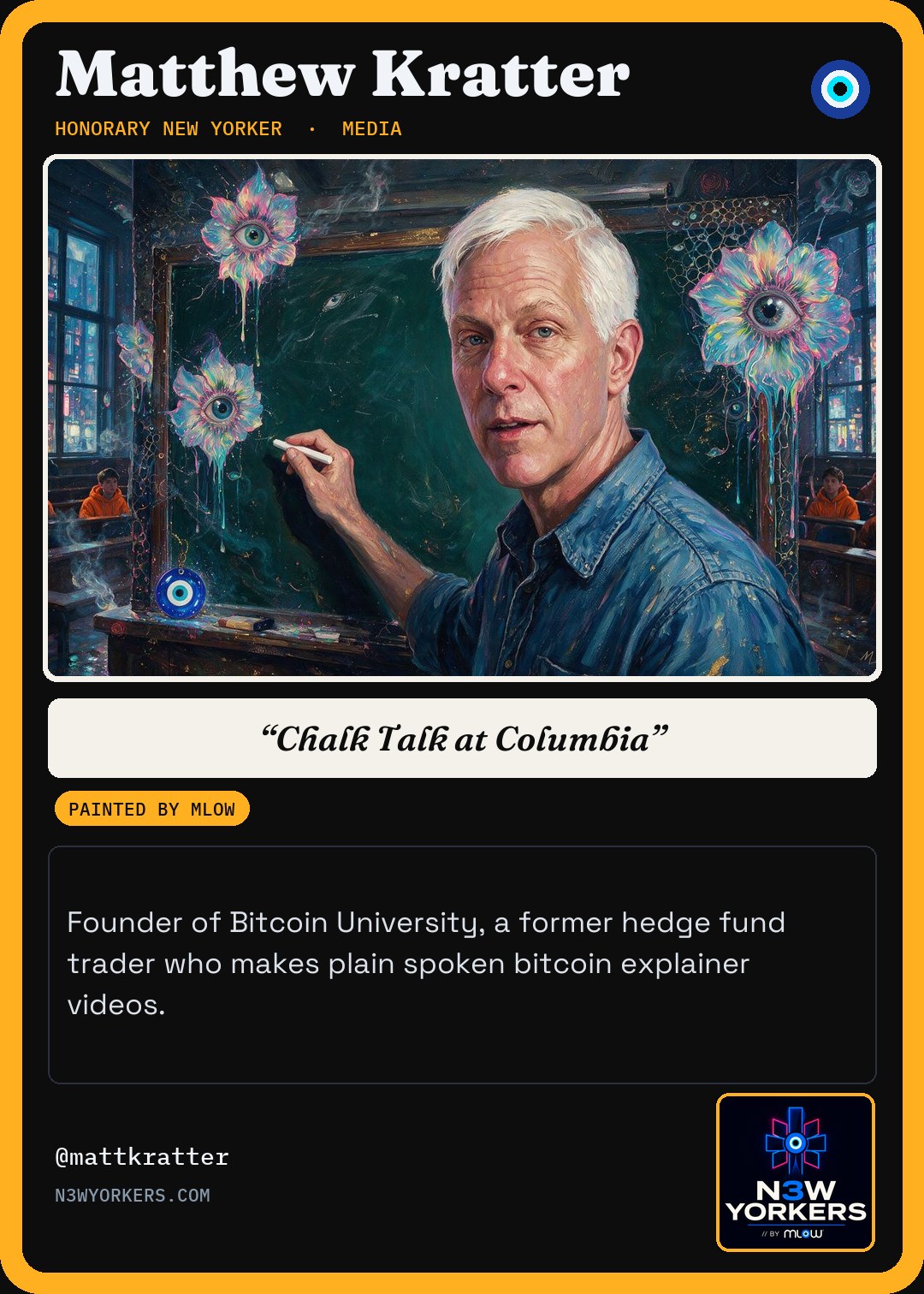 The Honorary card for Matthew Kratter, painted by MLow