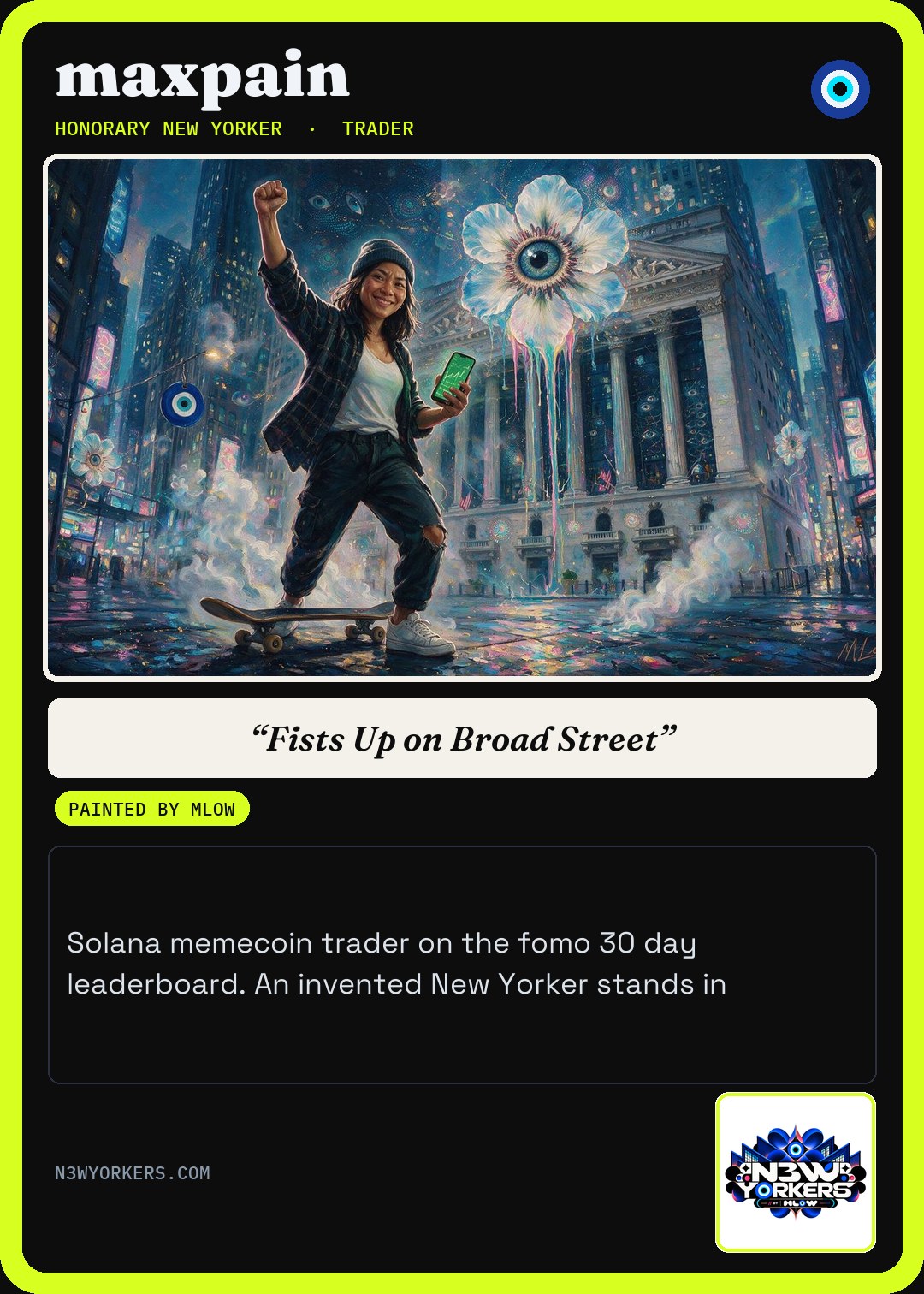 The Honorary card for maxpain, painted by MLow