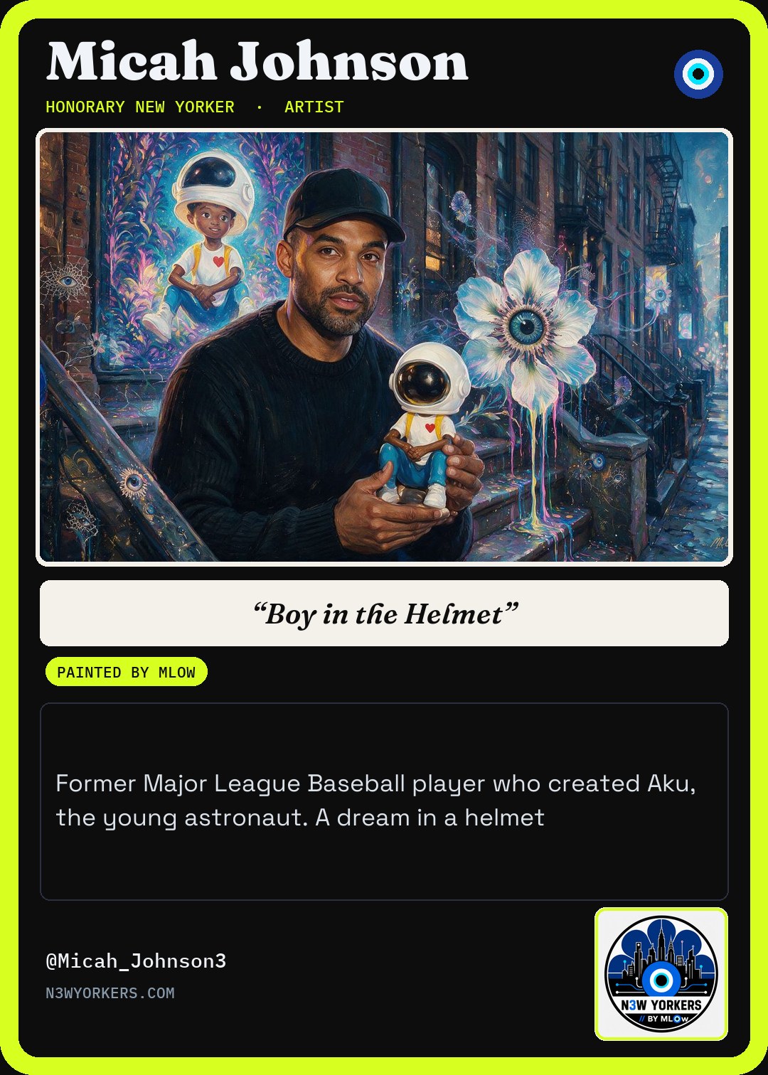 The Honorary card for Micah Johnson, painted by MLow