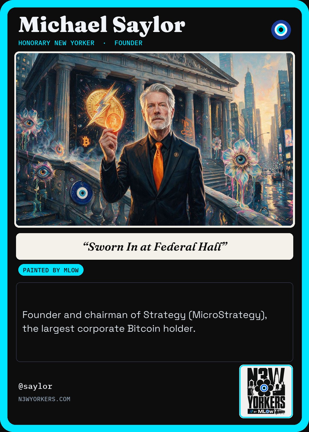 The Honorary card for Michael Saylor, painted by MLow