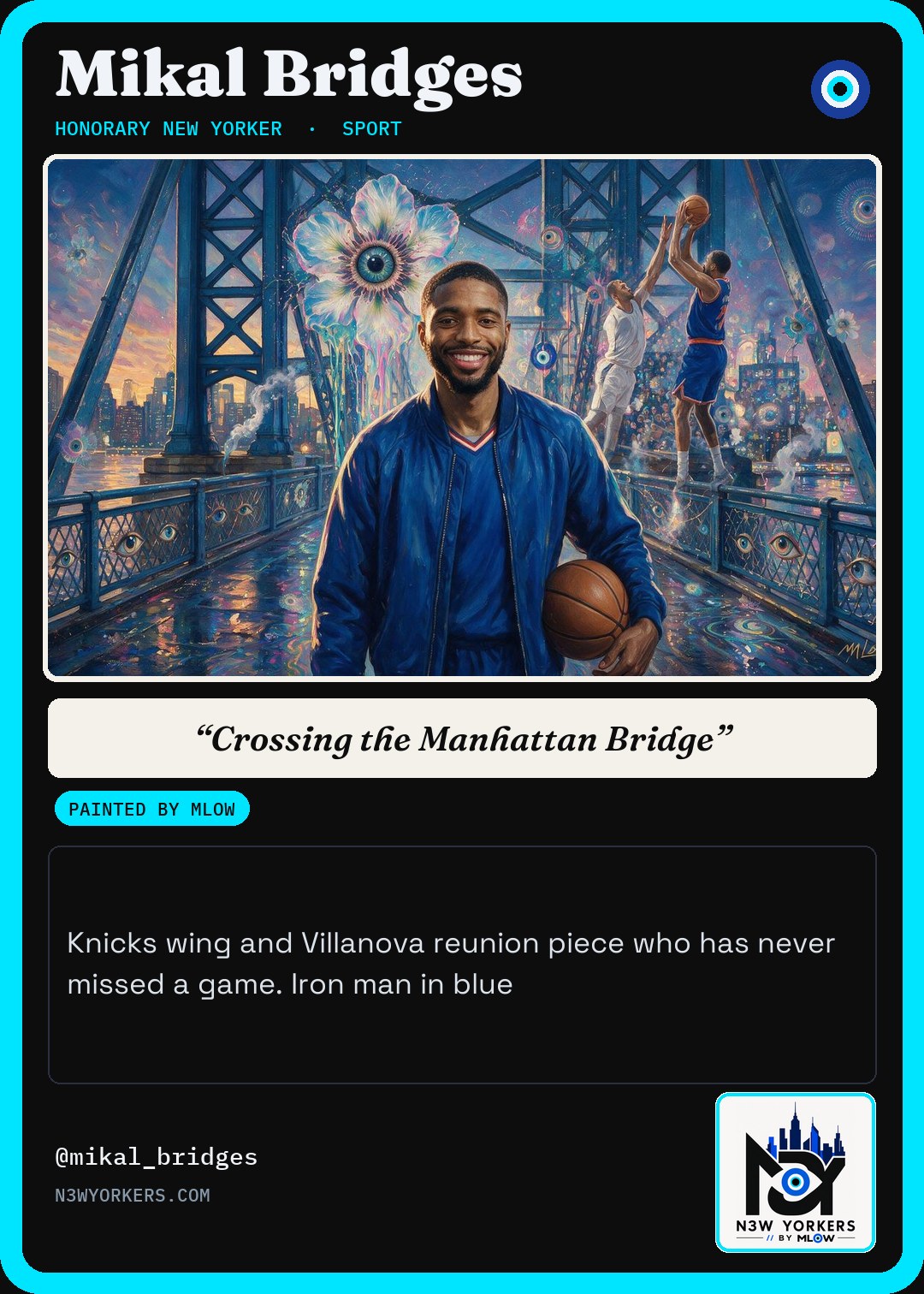 The Honorary card for Mikal Bridges, painted by MLow